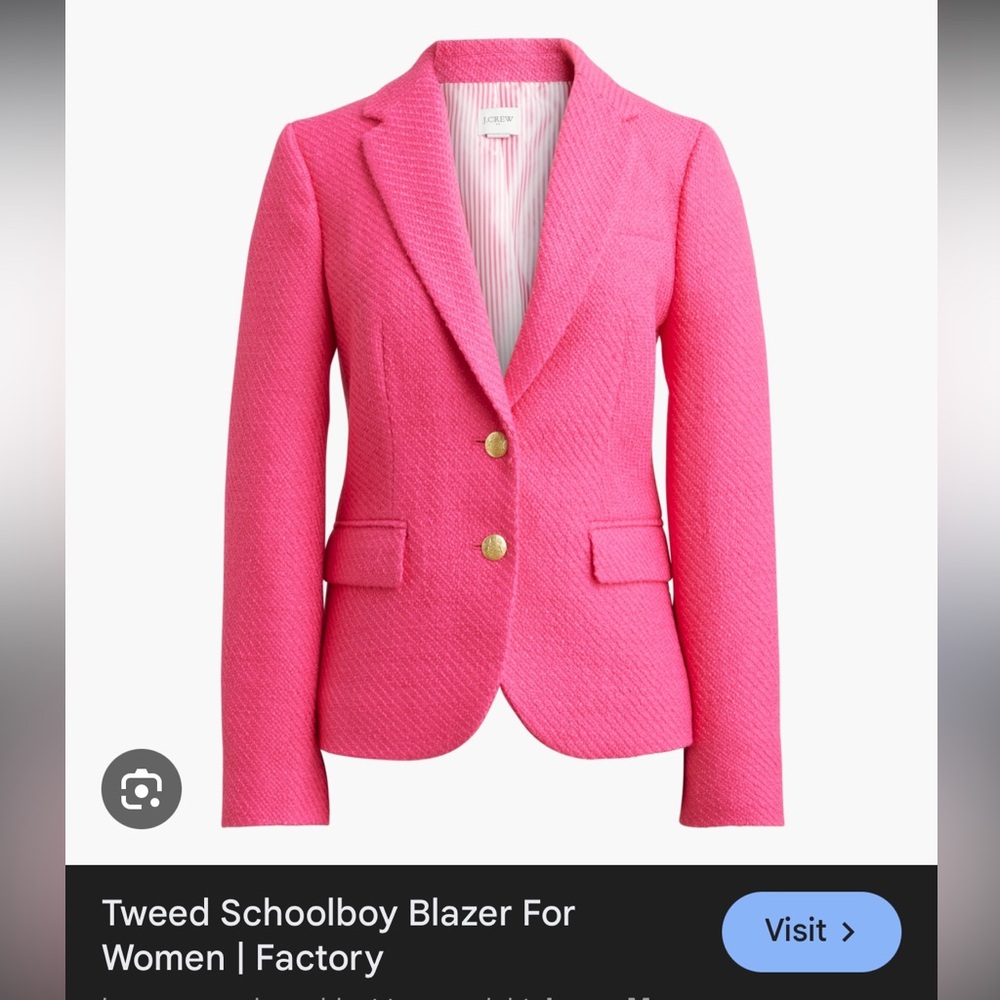 🩷NWT J. CREW Factory Women's Vibrant Pink Tweed Blazer 🩷
